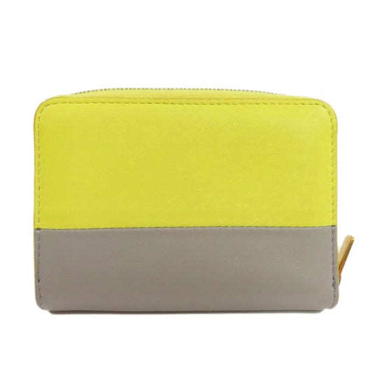 CELINE Coin case leather yellow logo Women Used Authentic