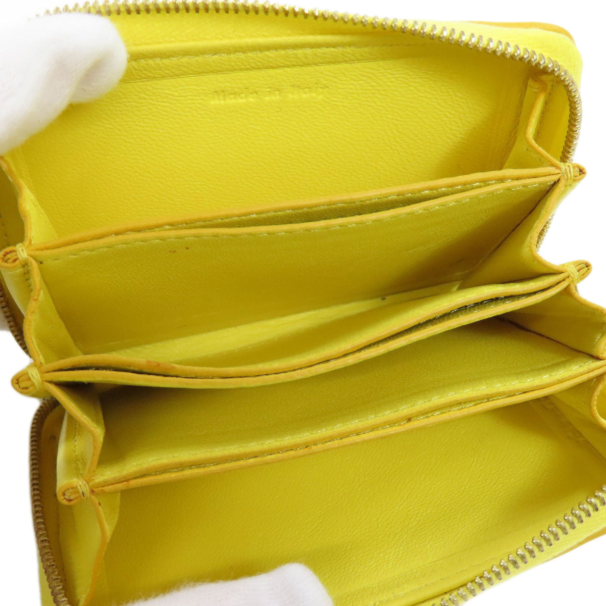CELINE Coin case leather yellow logo Women Used Authentic