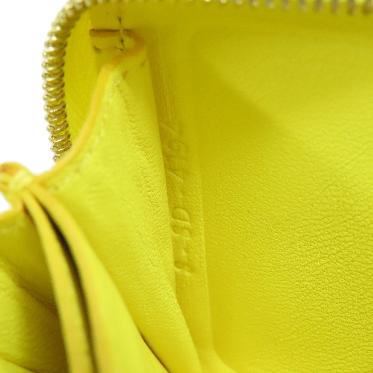 CELINE Coin case leather yellow logo Women Used Authentic