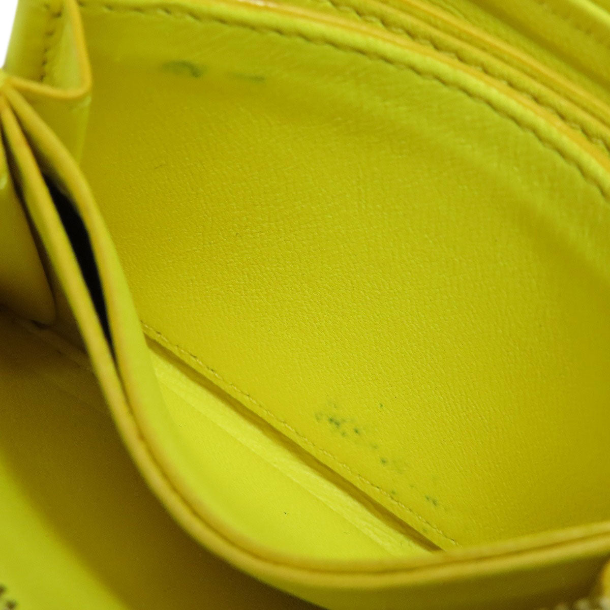CELINE Coin case leather yellow logo Women Used Authentic