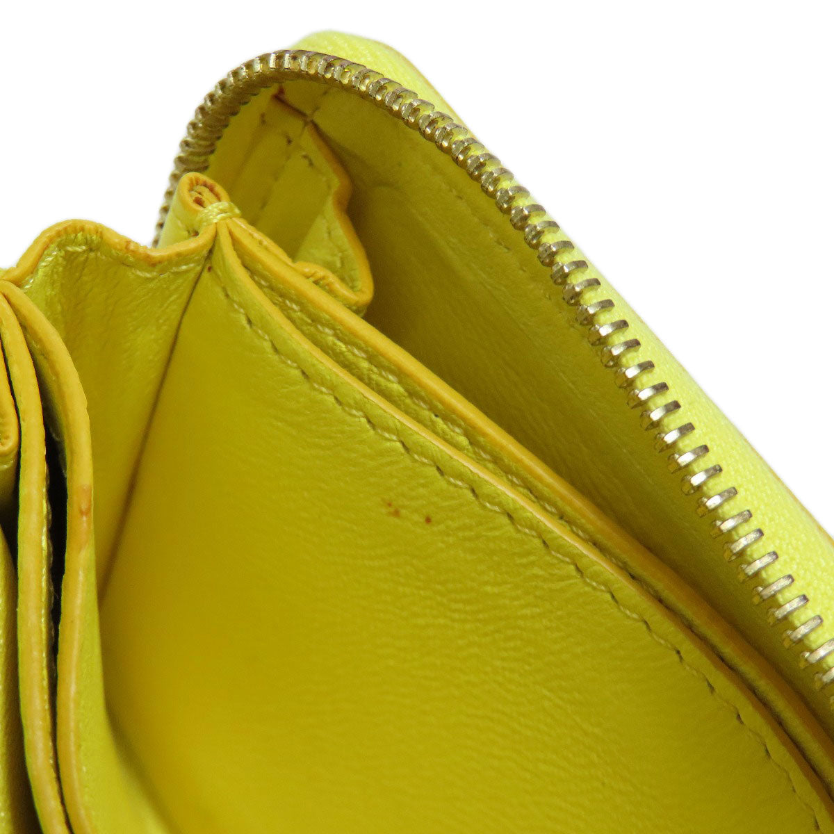 CELINE Coin case leather yellow logo Women Used Authentic