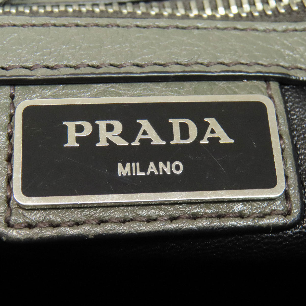 PRADA Shoulder Bag VA1034 leather gray logoMetal Women Used Authentic