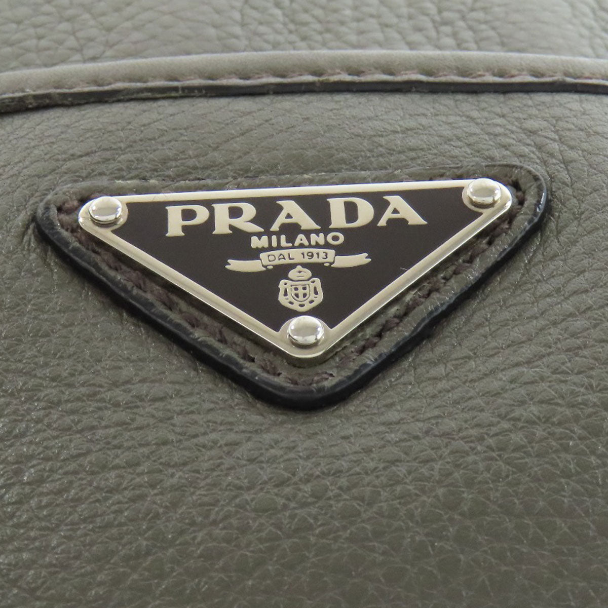 PRADA Shoulder Bag VA1034 leather gray logoMetal Women Used Authentic