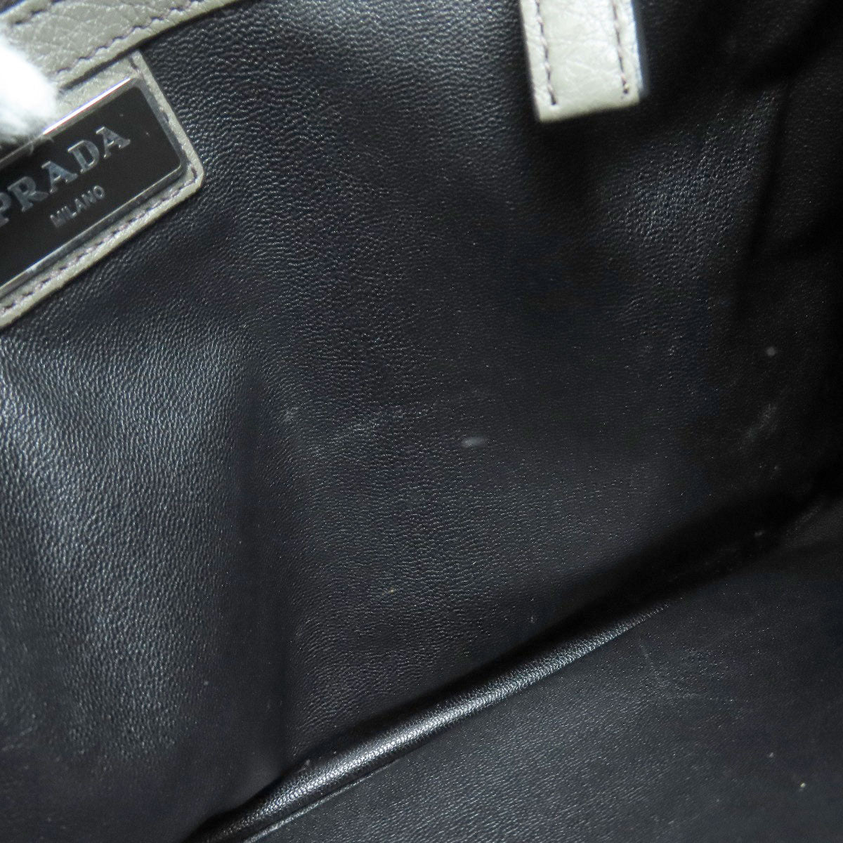 PRADA Shoulder Bag VA1034 leather gray logoMetal Women Used Authentic