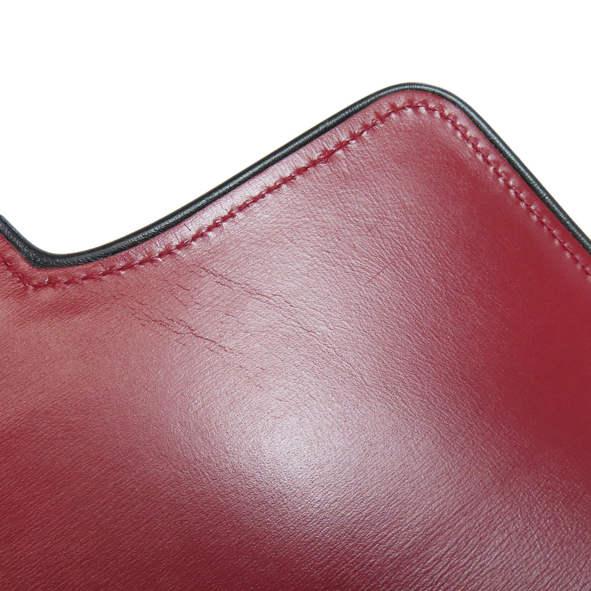 GUCCI Shoulder Bag 550129 Calfskin Red Ally GG Marmont Women Used Authentic