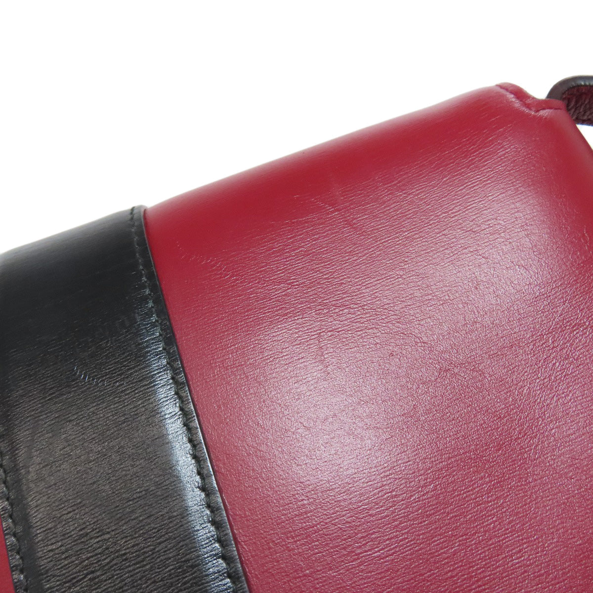 GUCCI Shoulder Bag 550129 Calfskin Red Ally GG Marmont Women Used Authentic