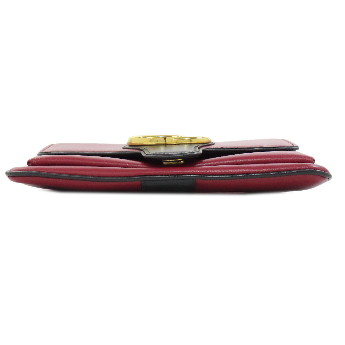 GUCCI Shoulder Bag 550129 Calfskin Red Ally GG Marmont Women Used Authentic