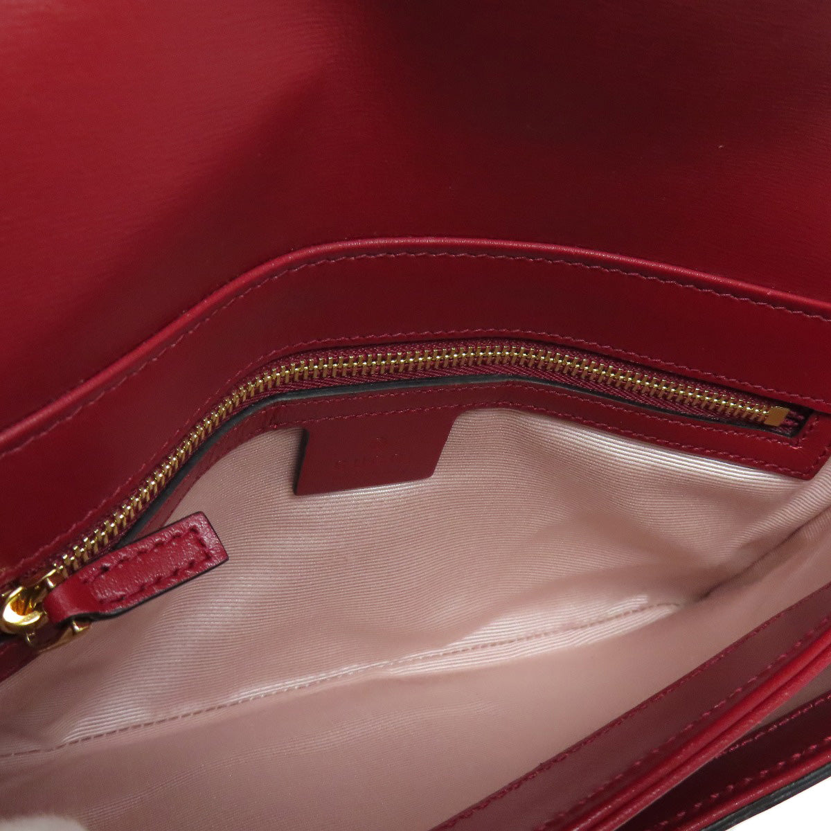 GUCCI Shoulder Bag 550129 Calfskin Red Ally GG Marmont Women Used Authentic