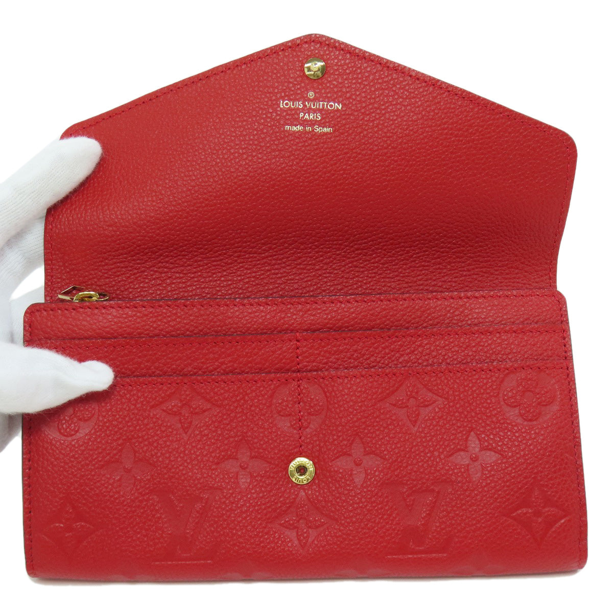 LOUIS VUITTON Long Wallet Purse M61181 Ann Platt Red Portefeuille Sara