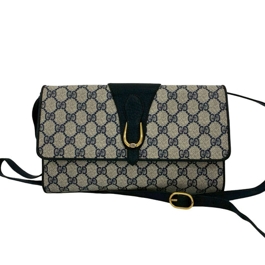 GUCCI Shoulder Bag leather Navy