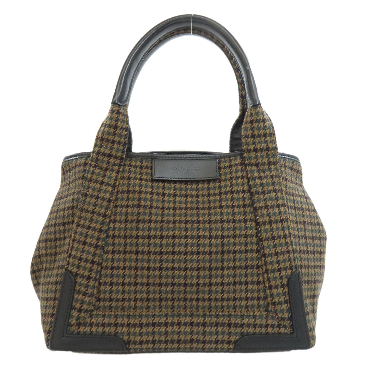BALENCIAGA Handbag 339933 wool Brown Navy kabas Women Used Authentic