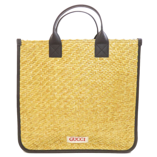 GUCCI Tote Bag 648841 straw beige Children 3D Apple Women Used Authentic
