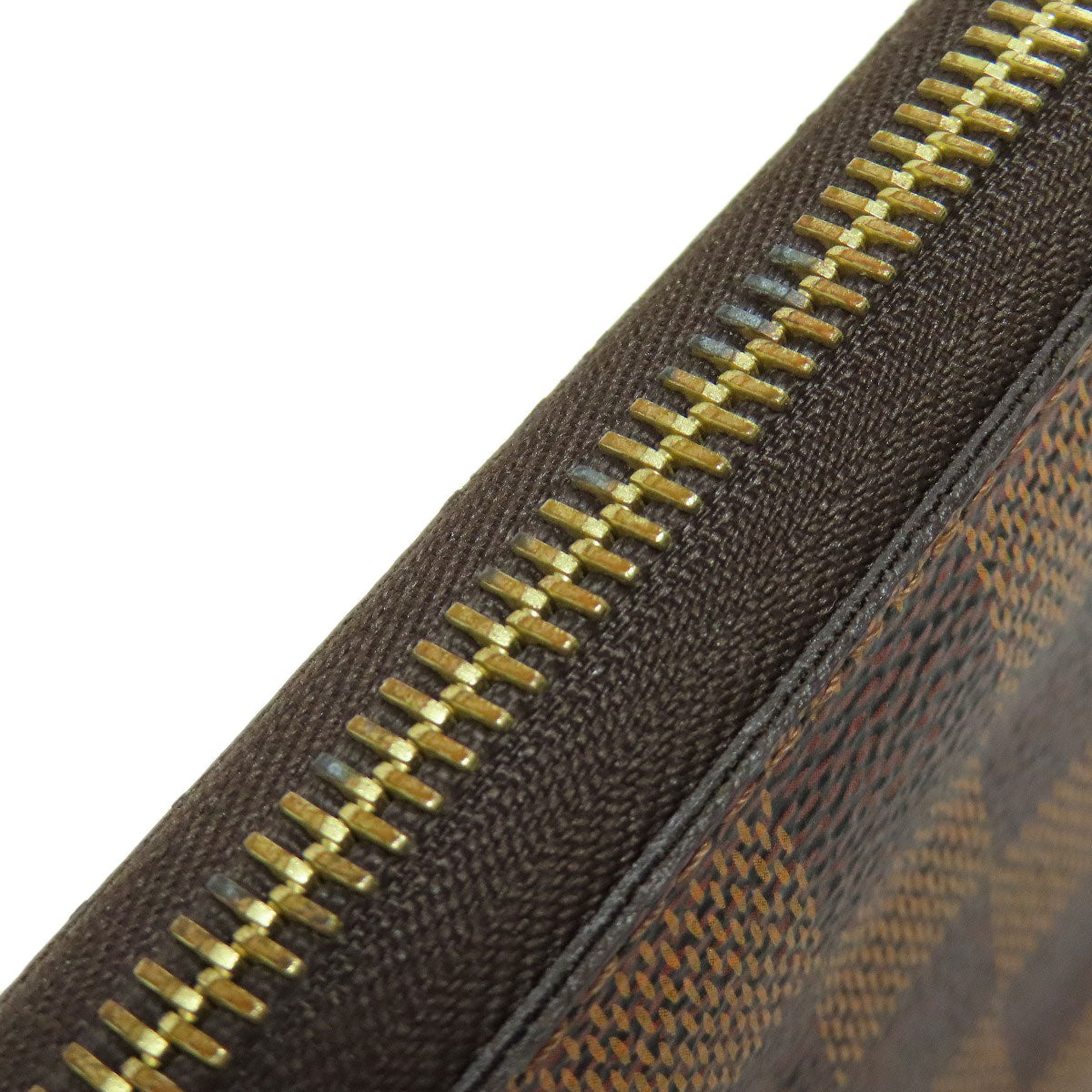 LOUIS VUITTON Long Wallet Purse N60015 Damier canvas Brown Zippy wallet old