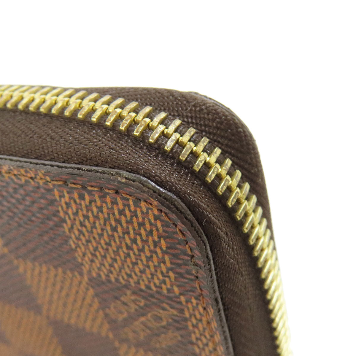 LOUIS VUITTON Long Wallet Purse N60015 Damier canvas Brown Zippy wallet old