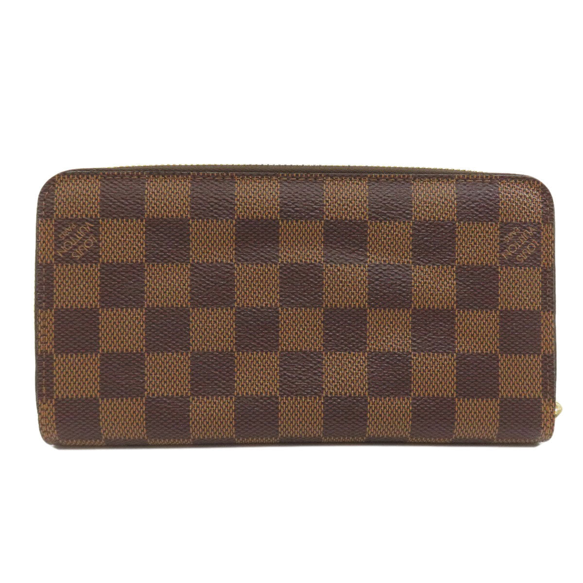 LOUIS VUITTON Long Wallet Purse N60015 Damier canvas Brown Zippy wallet old