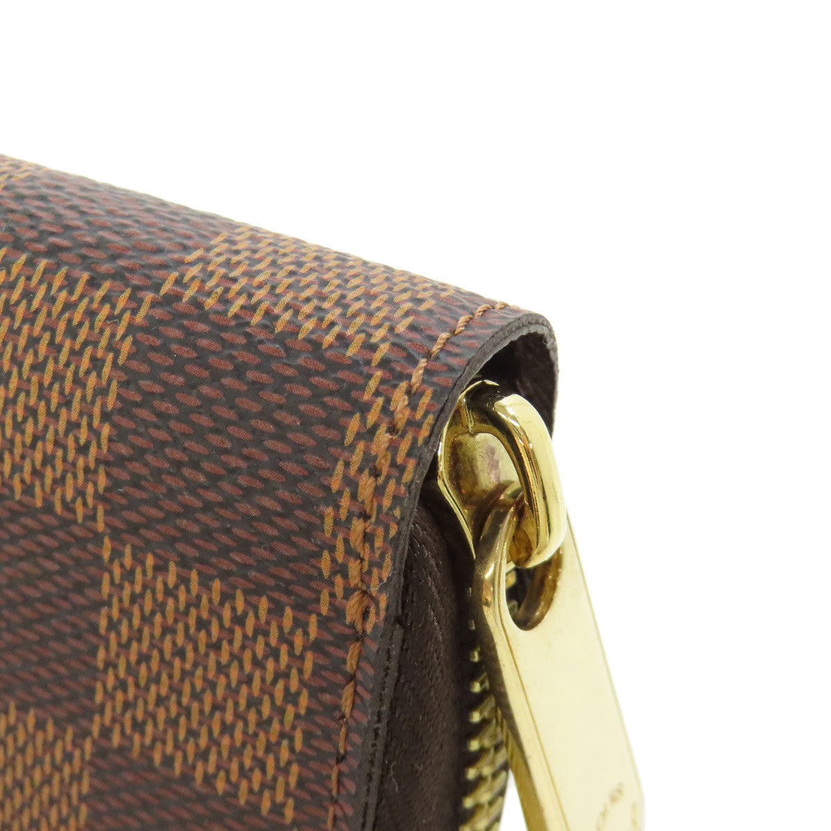 LOUIS VUITTON Long Wallet Purse N60015 Damier canvas Brown Zippy wallet old