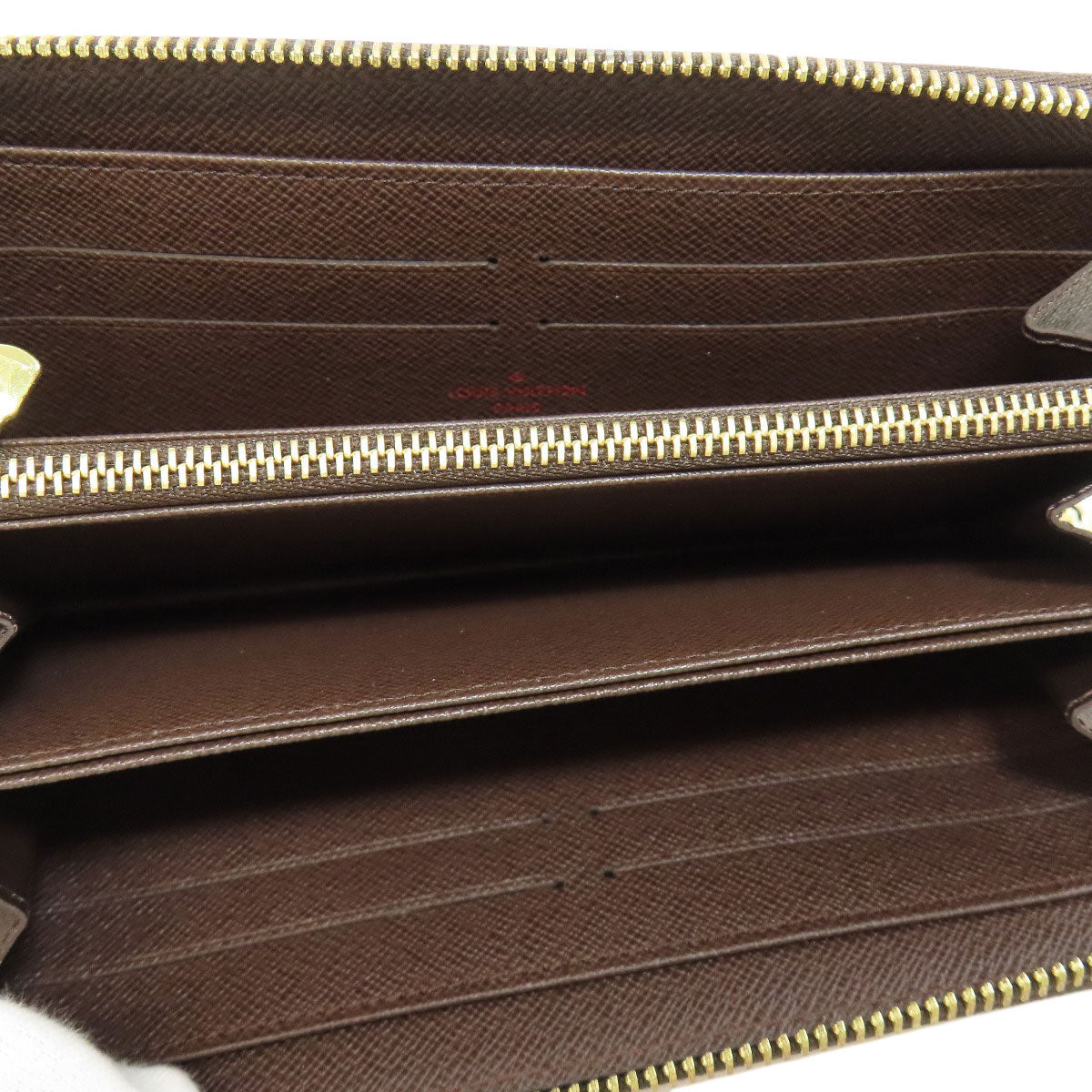 LOUIS VUITTON Long Wallet Purse N60015 Damier canvas Brown Zippy wallet old