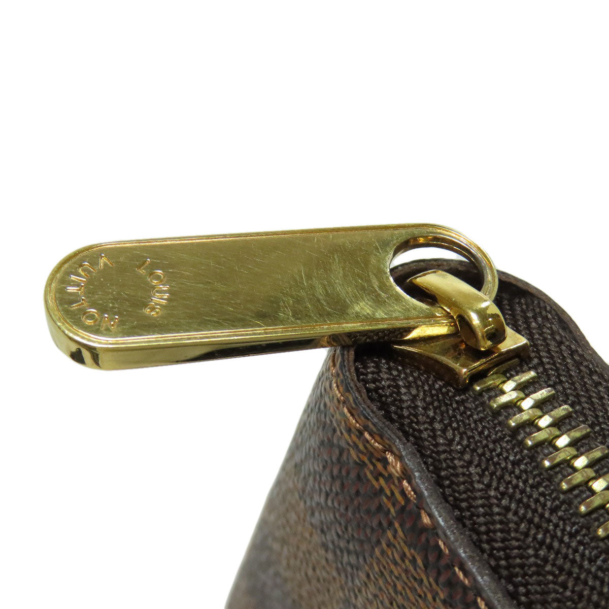 LOUIS VUITTON Long Wallet Purse N60015 Damier canvas Brown Zippy wallet old Women Used Authentic