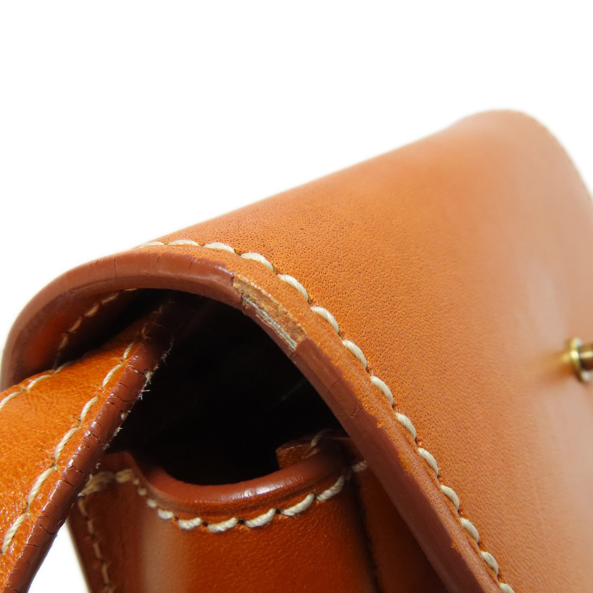 SAINT LAURENT Shoulder Bag leather Brown logo Women Used Authentic