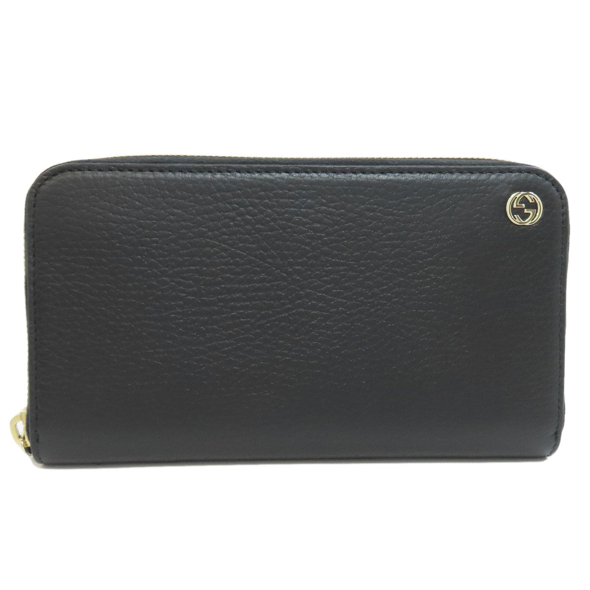 GUCCI Long Wallet Purse 449347 leather black Interlocking G Women Used Authentic