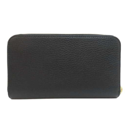 GUCCI Long Wallet Purse 449347 leather black Interlocking G Women Used Authentic