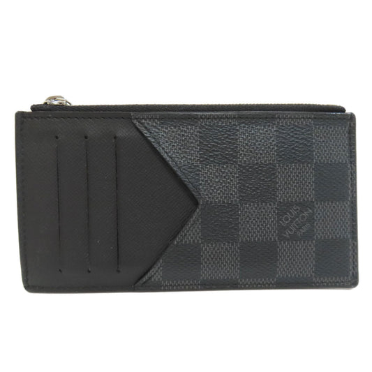 LOUIS VUITTON Coin case N64038 Damier canvas black Coin card holder mens Used Authentic