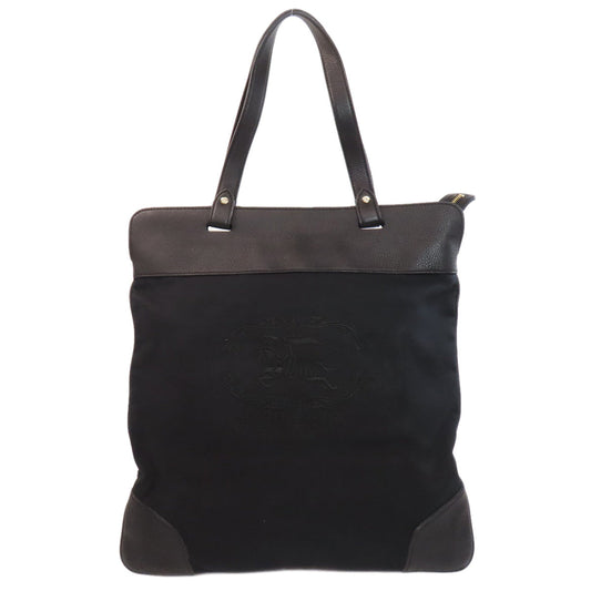 BURBERRY Tote Bag canvas black logo Women Used Authentic