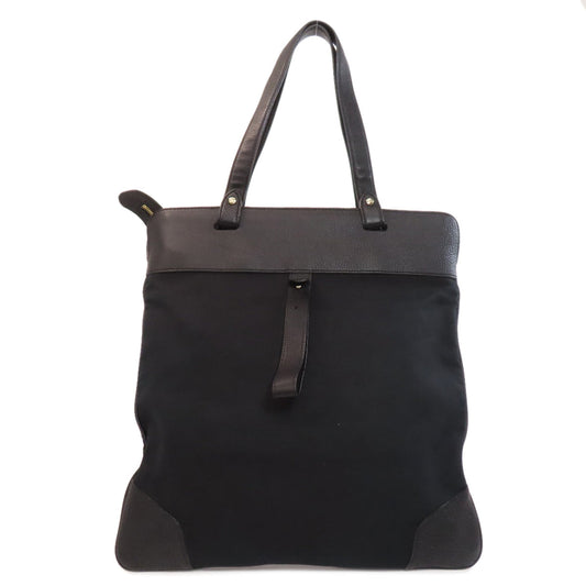 BURBERRY Tote Bag canvas black logo Women Used Authentic