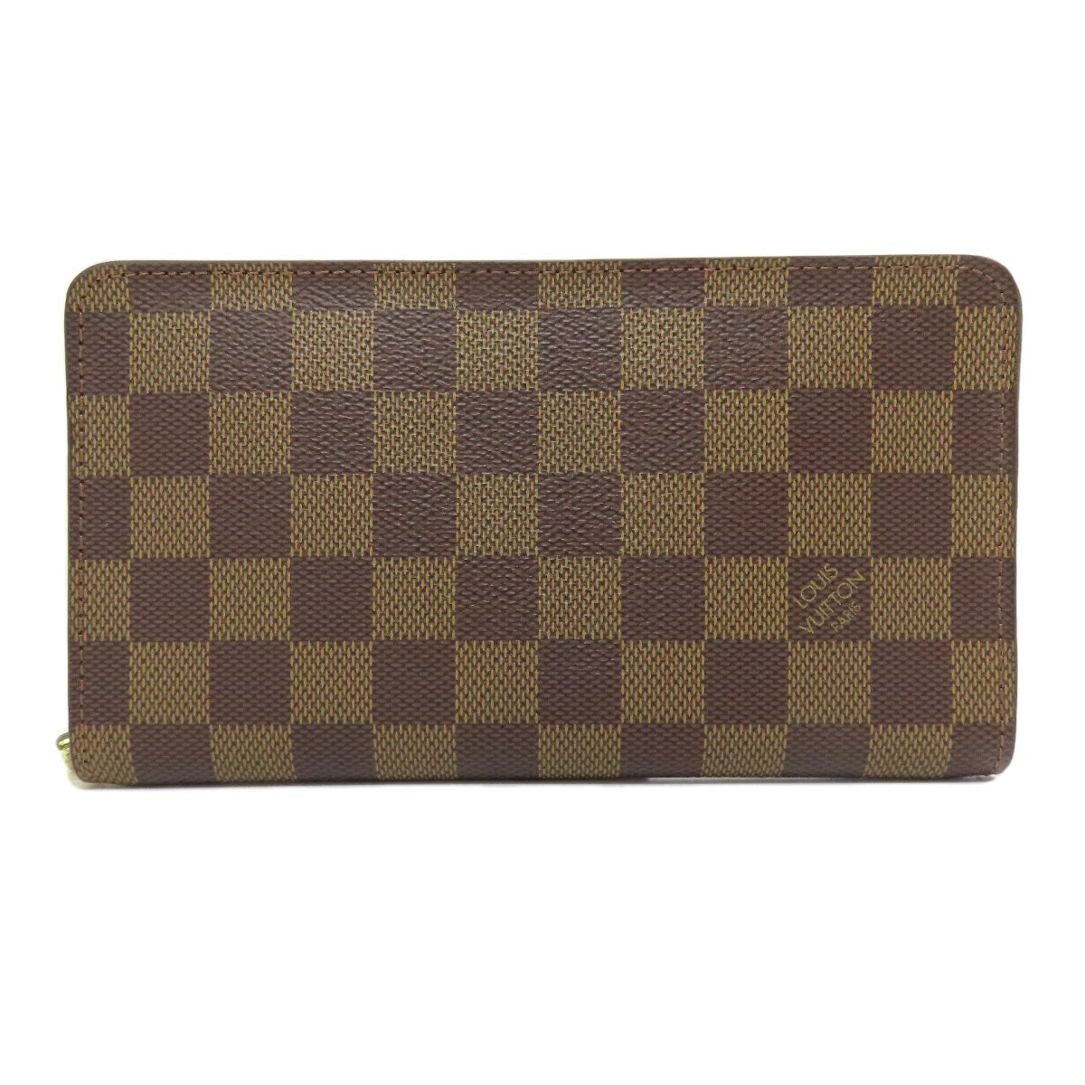 LOUIS VUITTON Long Wallet Purse N61728 Damier canvas Brown Portonet Zip Women Used Authentic