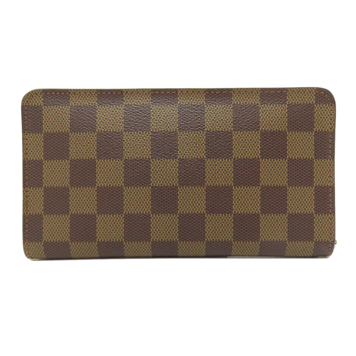 LOUIS VUITTON Long Wallet Purse N61728 Damier canvas Brown Portonet Zip Women Used Authentic