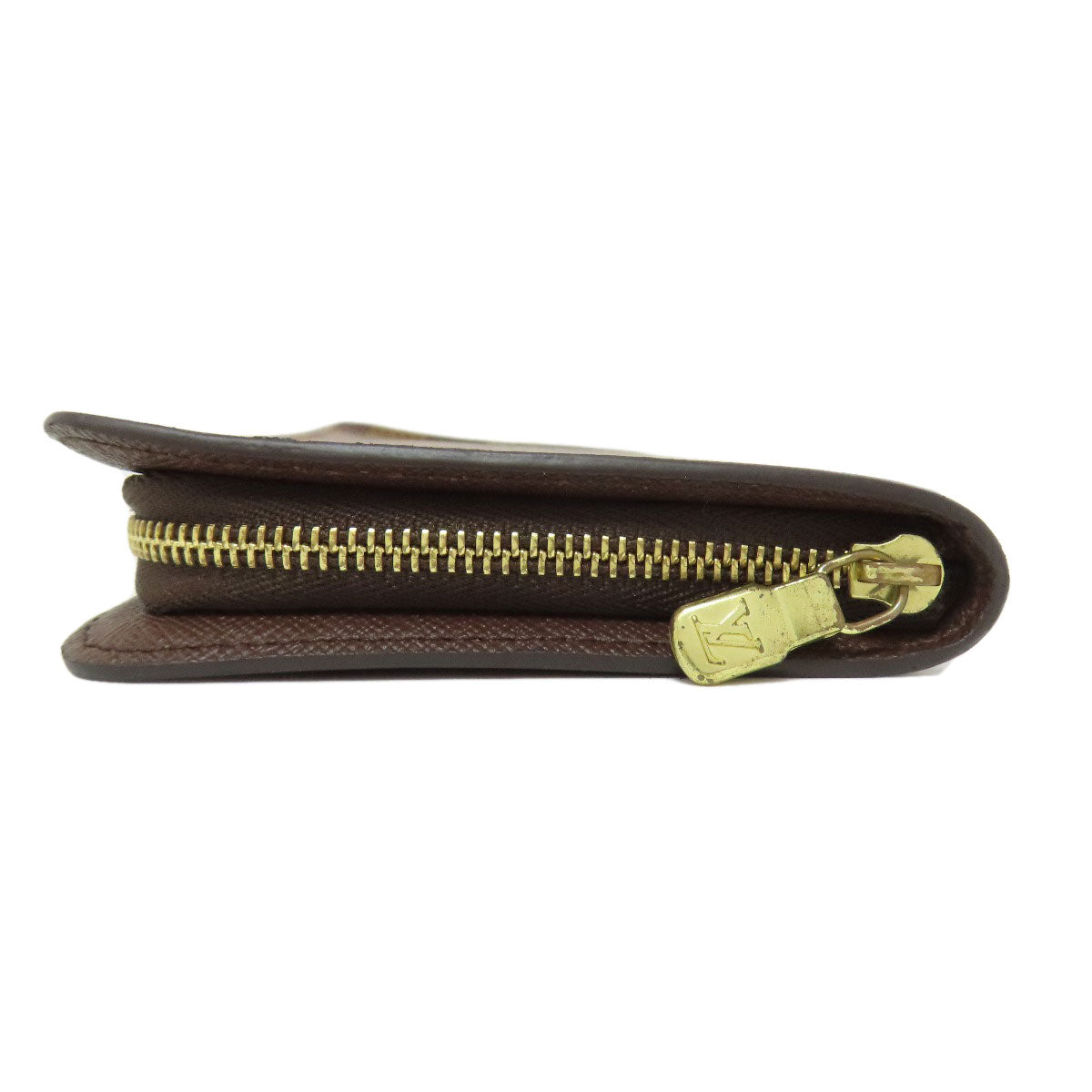 LOUIS VUITTON Long Wallet Purse N61728 Damier canvas Brown Portonet Zip Women Used Authentic