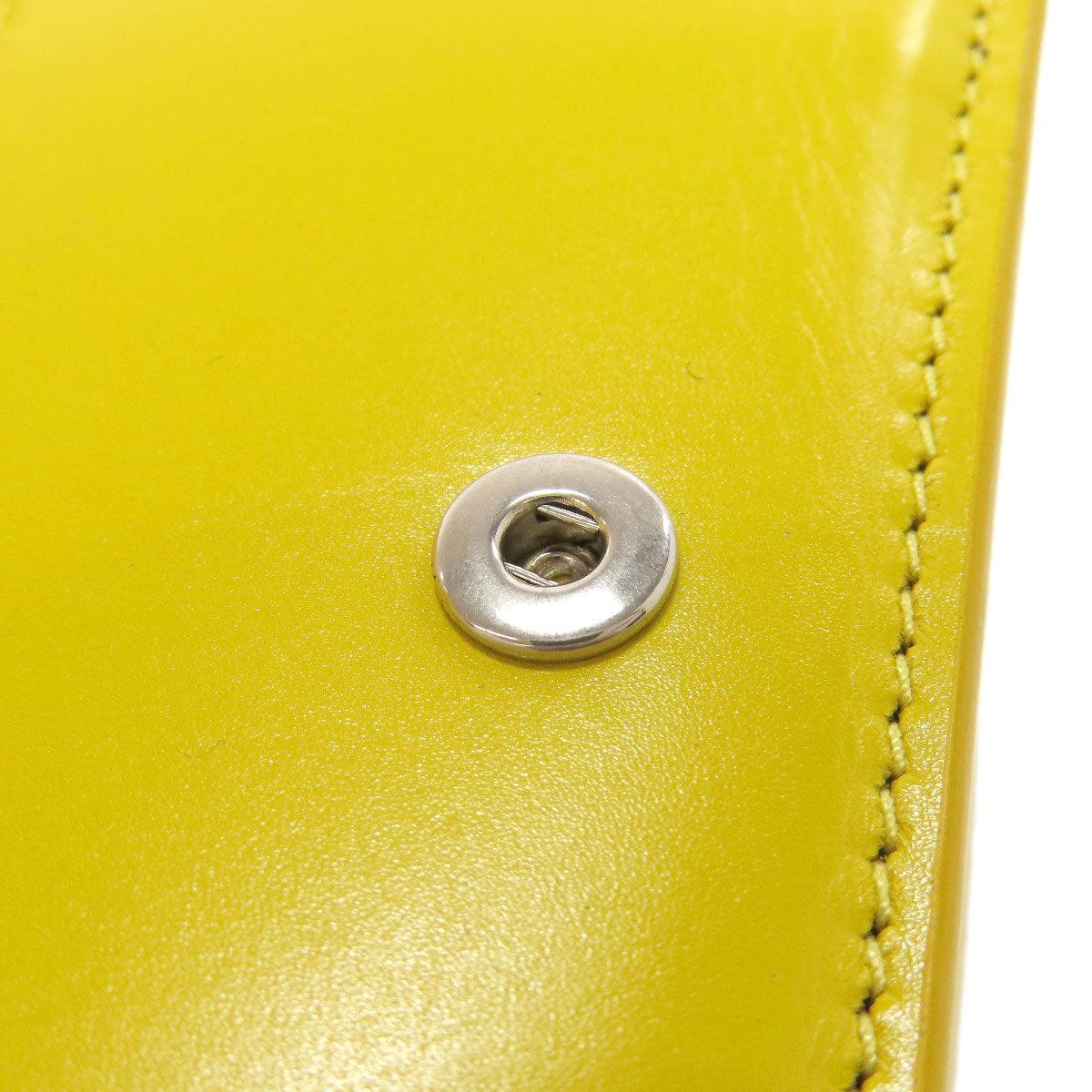 BALENCIAGA Bifold Wallet 529098 leather yellow logo Tri-fold Wallet Women Used Authentic