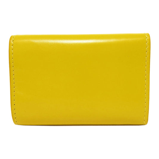 BALENCIAGA Bifold Wallet 529098 leather yellow logo Tri-fold Wallet Women Used Authentic
