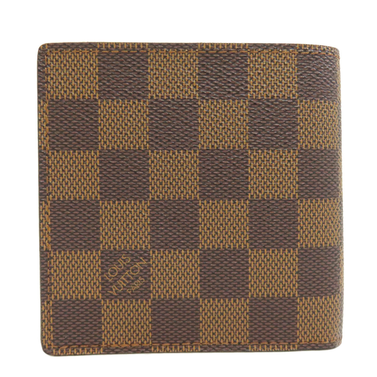 LOUIS VUITTON Bifold Wallet N61675 Damier canvas Brown Portefeuille�EMarco mens Used Authentic