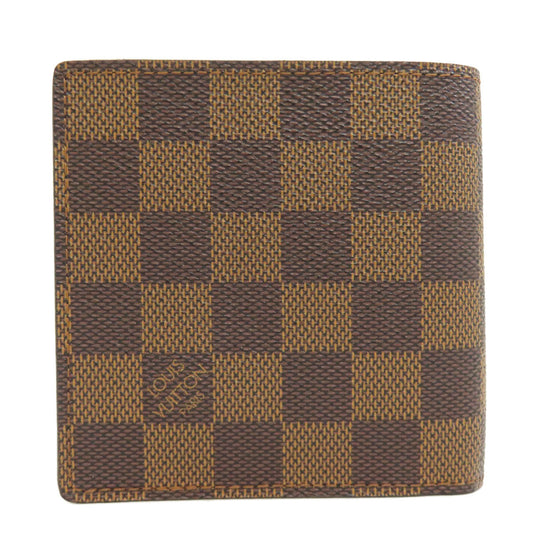 LOUIS VUITTON Bifold Wallet N61675 Damier canvas Brown Portefeuille�EMarco mens Used Authentic