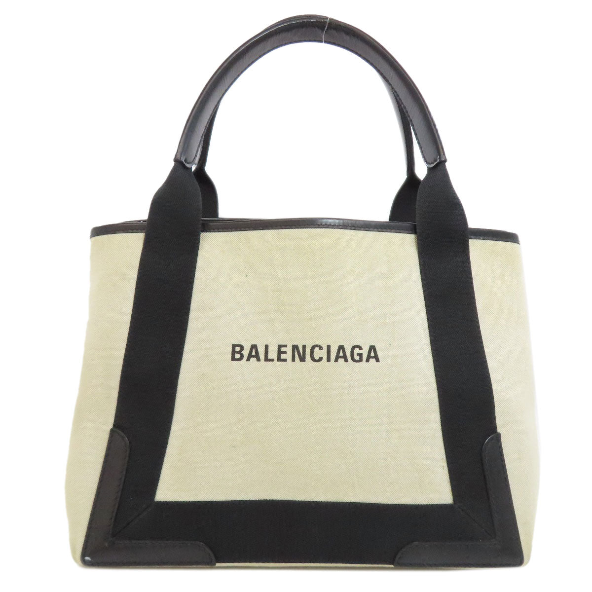 BALENCIAGA Handbag 339933 canvas white Navy kabas Women Used Authentic