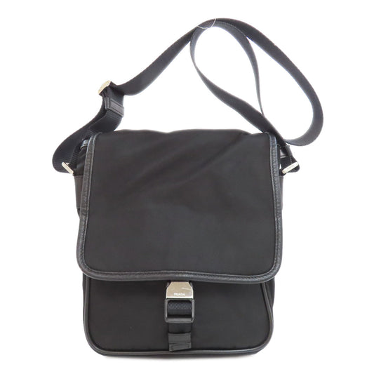 PRADA Shoulder Bag Nylon black logoMetal Women Used Authentic
