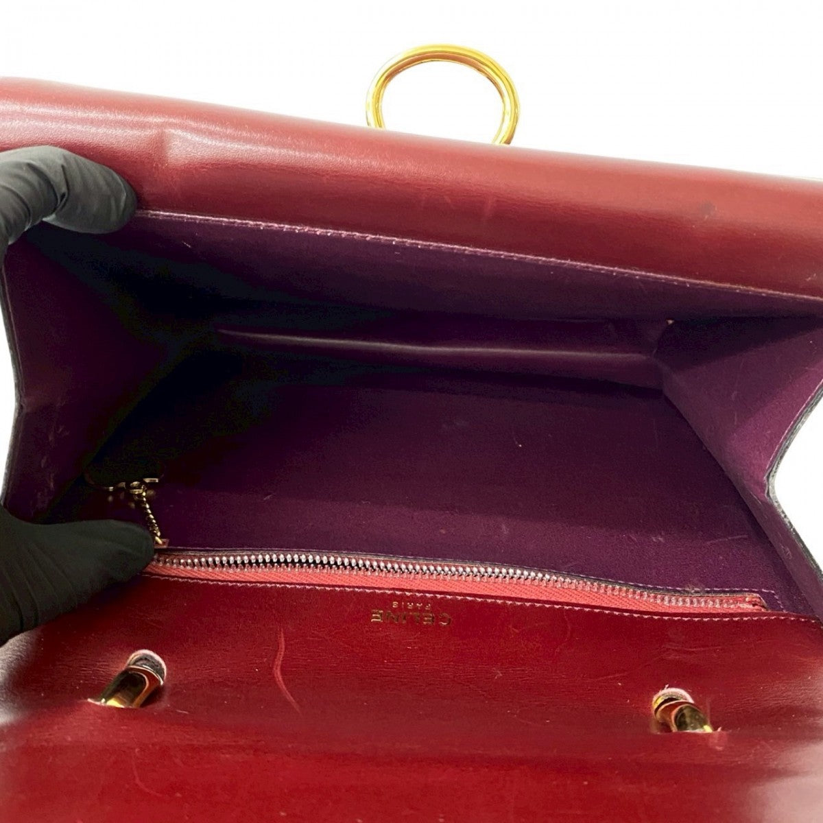 CELINE Handbag Calfskin wine-red