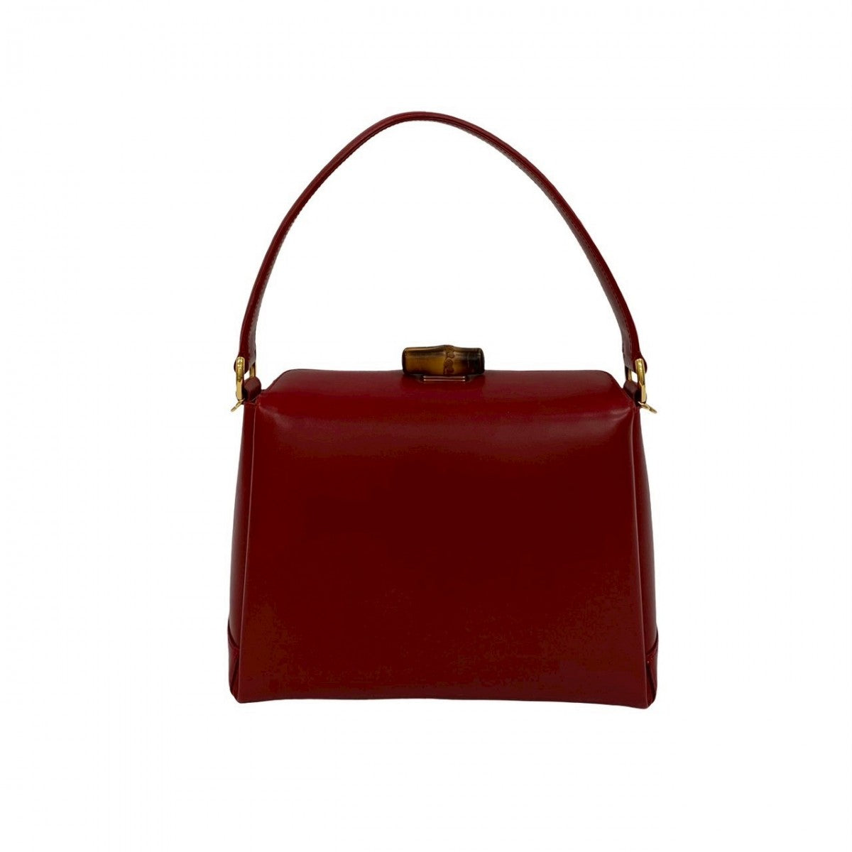 GUCCI Handbag Calfskin Red Bamboo