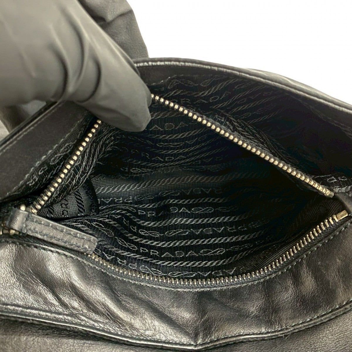 PRADA Shoulder Bag leather black