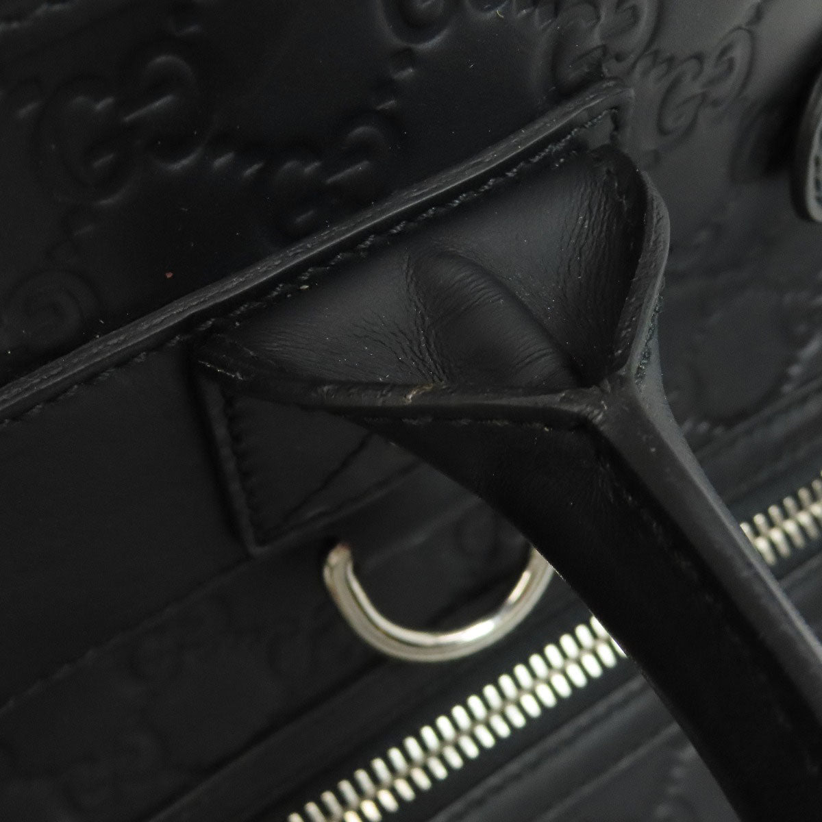 GUCCI Tote Bag 246410 Calfskin black GG Signature Shima Women Used Authentic