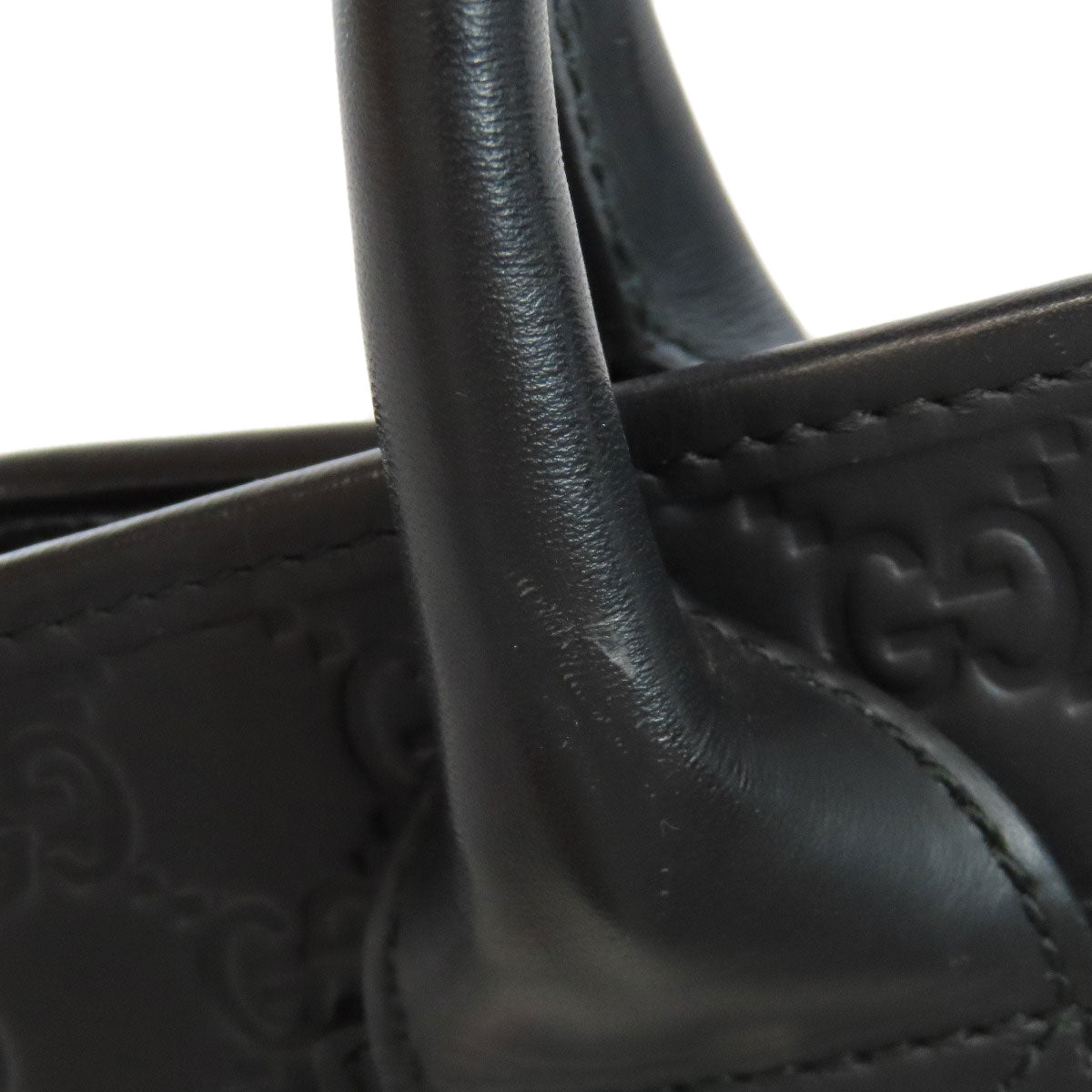 GUCCI Tote Bag 246410 Calfskin black GG Signature Shima Women Used Authentic