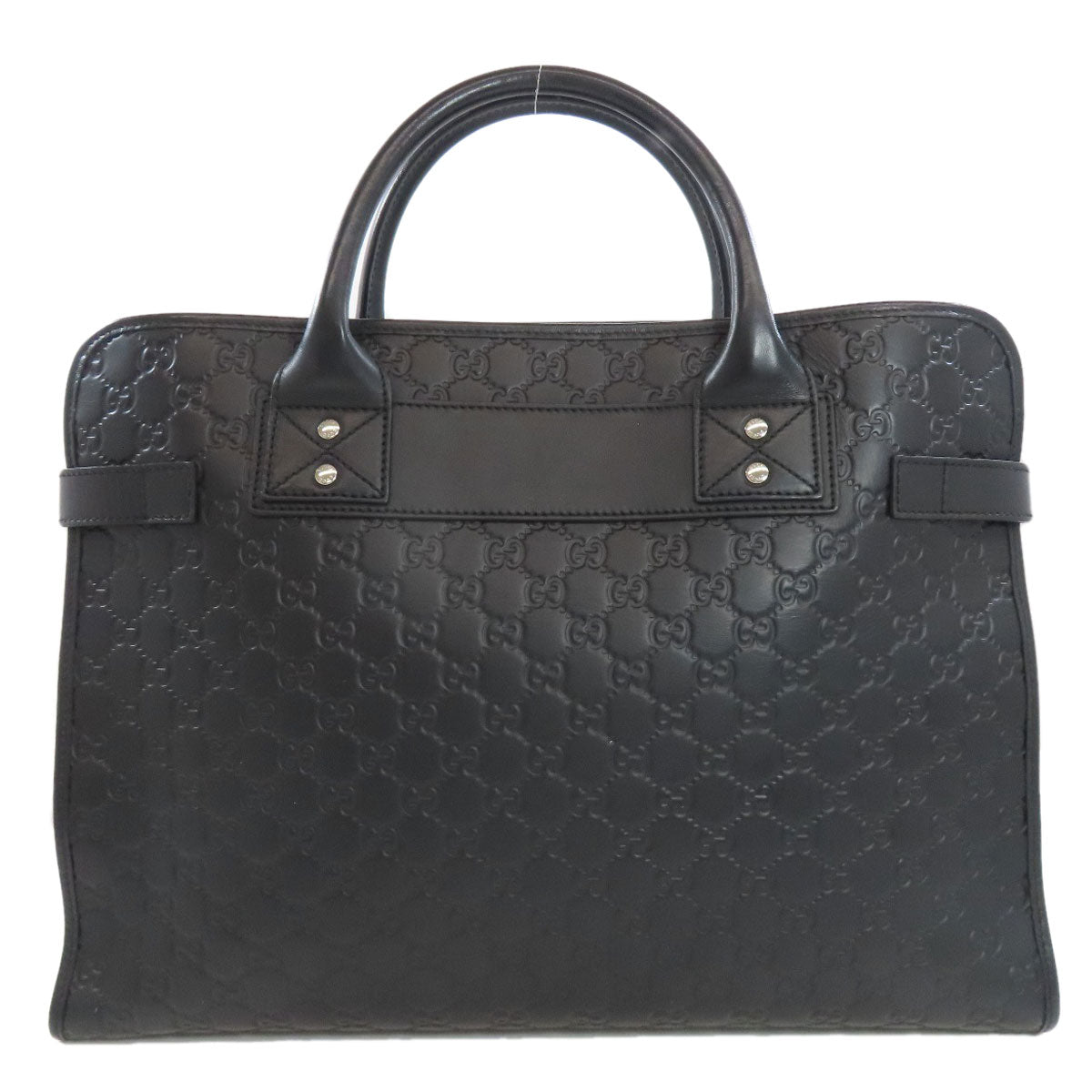GUCCI Tote Bag 246410 Calfskin black GG Signature Shima Women Used Authentic