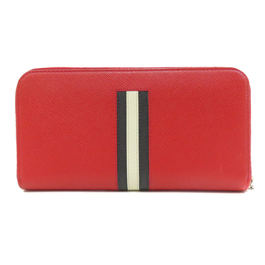 PRADA Long Wallet Purse Safiano Red logo Women Used Authentic