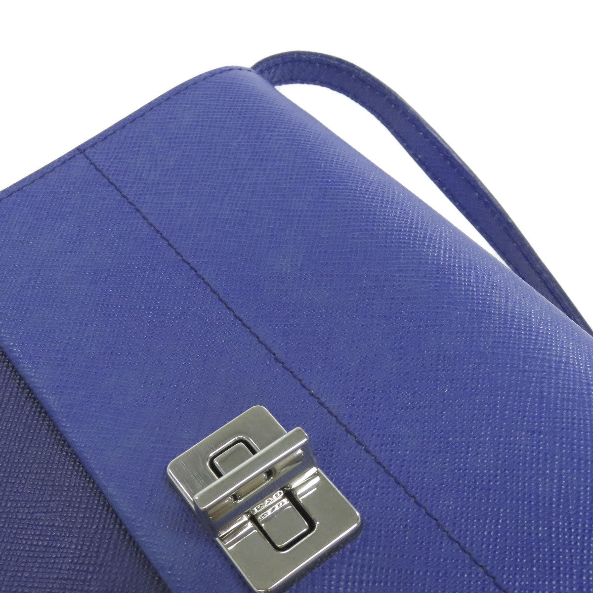 PRADA Long Wallet Purse Safiano blue Shoulder wallet Women Used Authentic