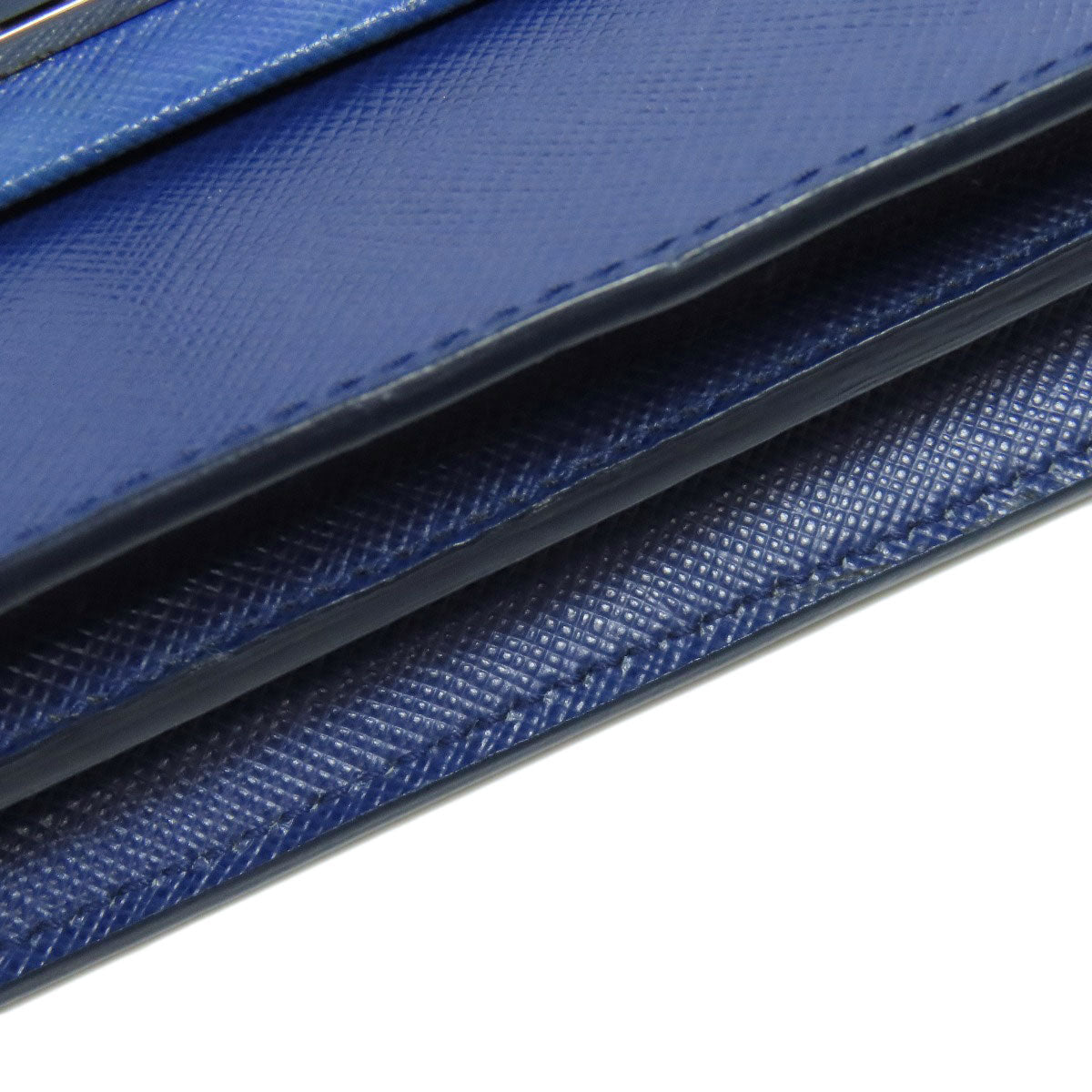 PRADA Long Wallet Purse Safiano blue Shoulder wallet Women Used Authentic