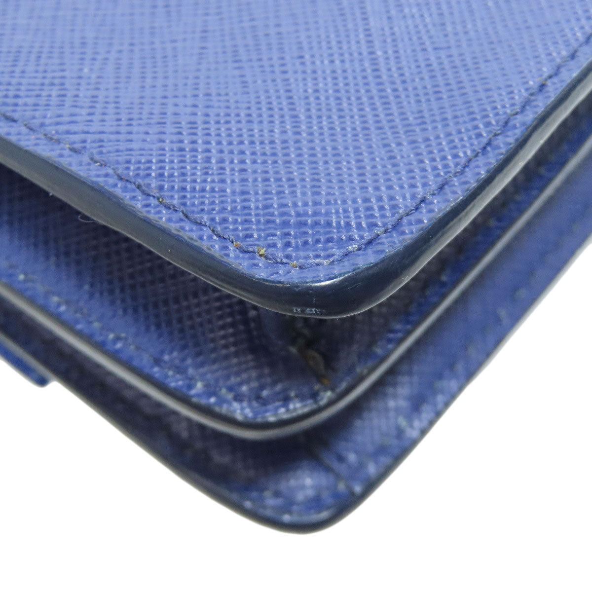 PRADA Long Wallet Purse Safiano blue Shoulder wallet Women Used Authentic