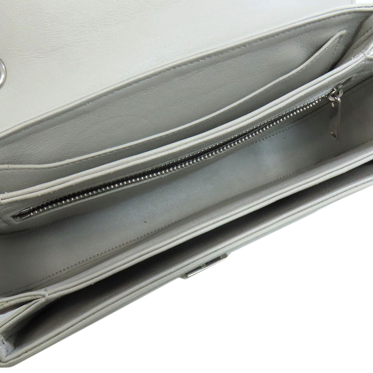 CELINE Shoulder Bag leather gray CMetal Women Used Authentic