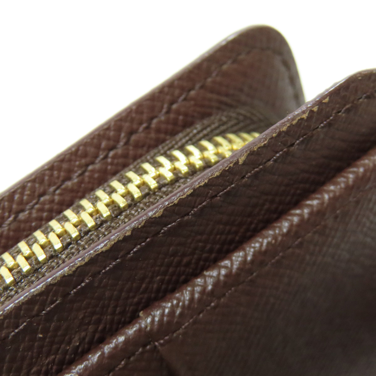 LOUIS VUITTON Bifold Wallet M61668 Damier canvas Brown Compact zip Women Used Authentic