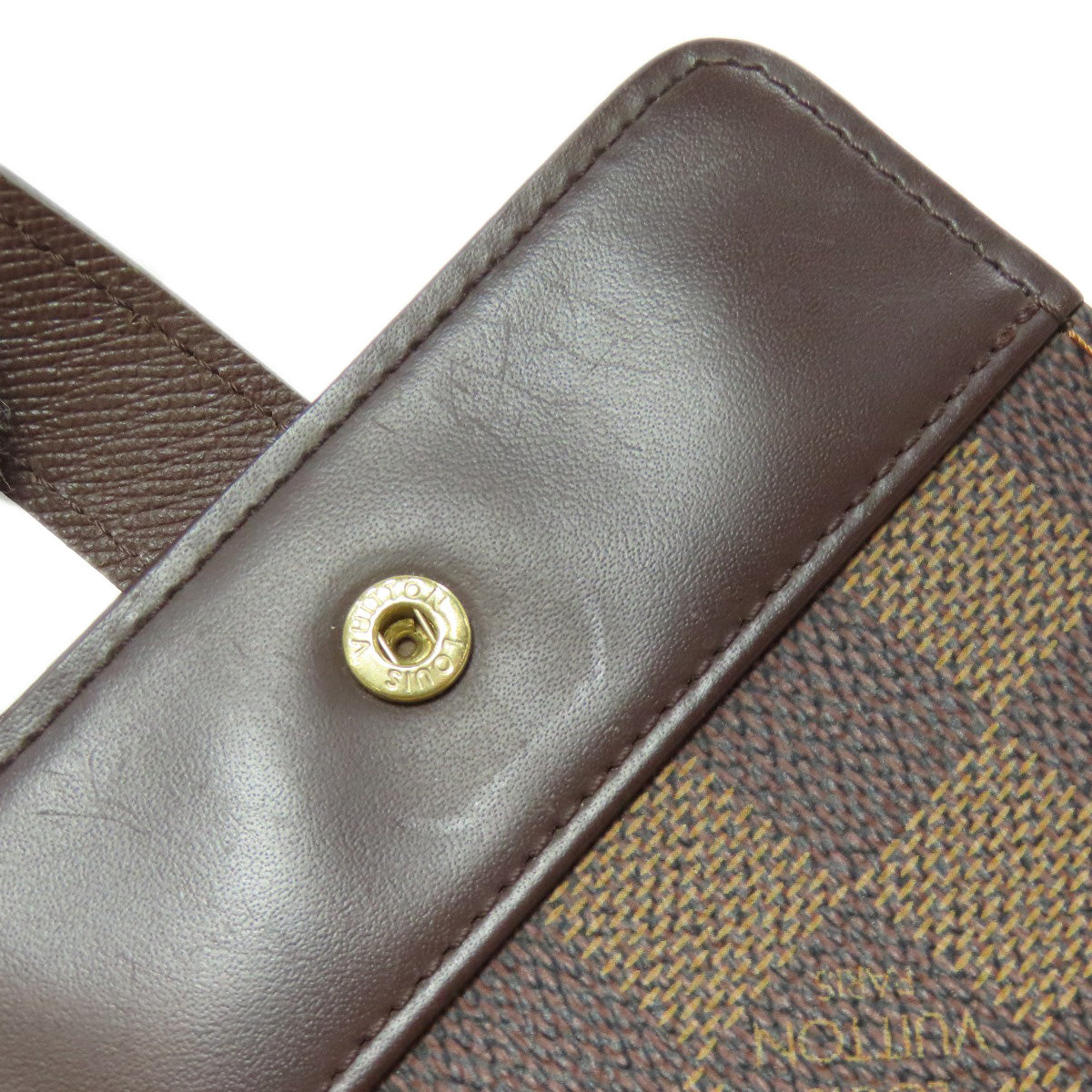 LOUIS VUITTON Bifold Wallet M61668 Damier canvas Brown Compact zip Women Used Authentic